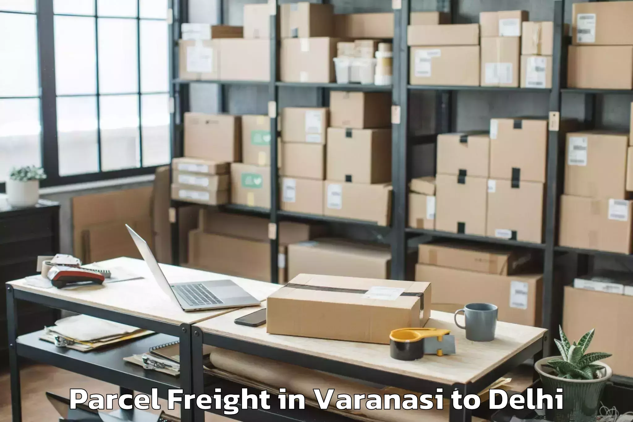 Book Varanasi to Ramesh Nagar Parcel Freight Online